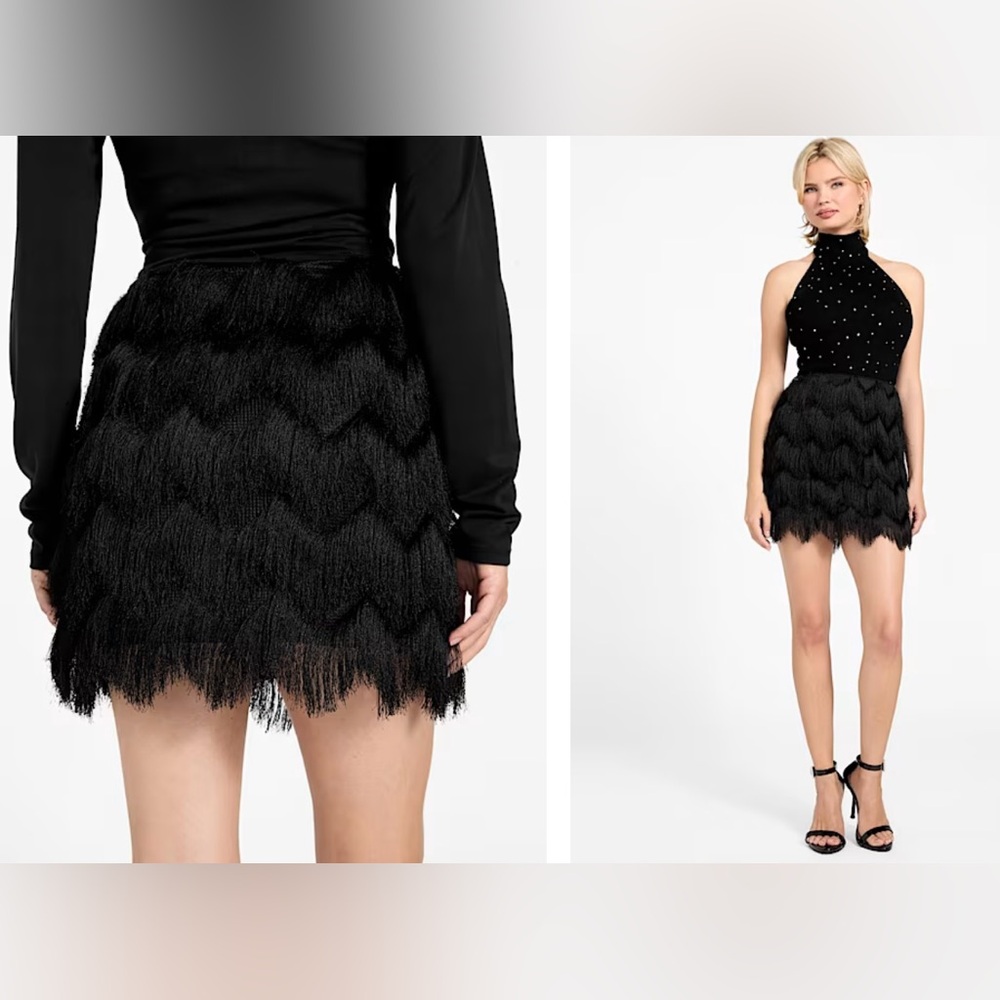 Guess Alyna Fringe Mini Skirt